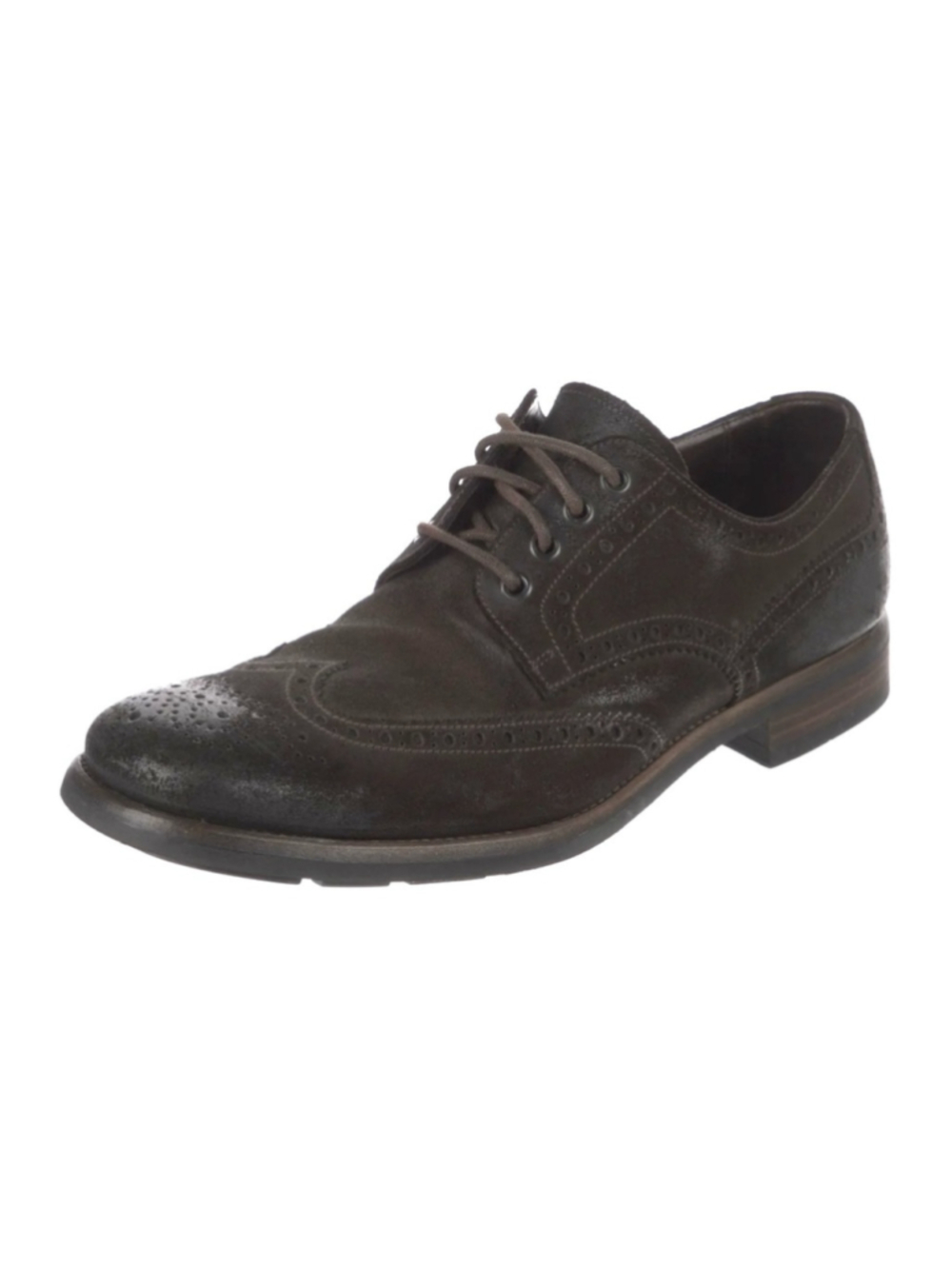 Prada Suede Wingtip Brogue Lace Up Shoes in Dark Brown Size 7